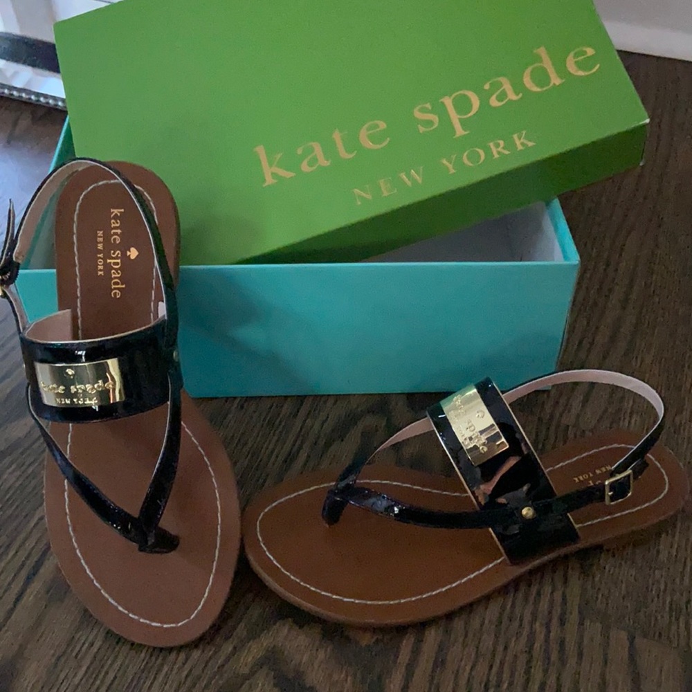 Almost new Kate Spade Black Patent Sandals.